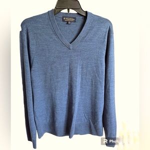 Brooks Brothers Merino wool Blue Men’s, V Neck, Long Sleeve Sweater